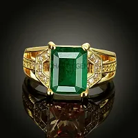 SIDHARTH GEMS Certified Natural AA++ Quality 5.25 Ratti 4.00 Carat Zambian Emerald Panna Gold Adjustable Ring for Women's and Men's-thumb2