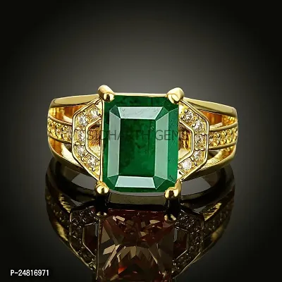 SIDHARTH GEMS Certified Natural AA++ Quality 5.25 Ratti 4.00 Carat Zambian Emerald Panna Gold Adjustable Ring for Women's and Men's-thumb3