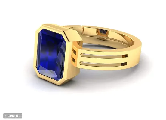 Sidharth Gems Gemstone Ratna Blue Sapphire Neelam Gemstone Gold Plated Ring for Women and Men (11.00 Carat to 12.00 ratti) by Lab Certified-thumb2