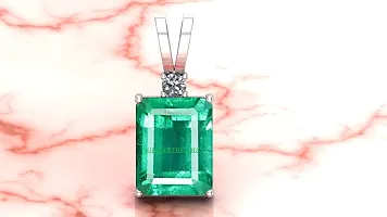 Sidharth Gems 10.00 Carat Lab Certified Natural Emerald Loose Gemstone Panna Silver Plated Pendant Locket for Men and Women {Astrological Purpose}-thumb1