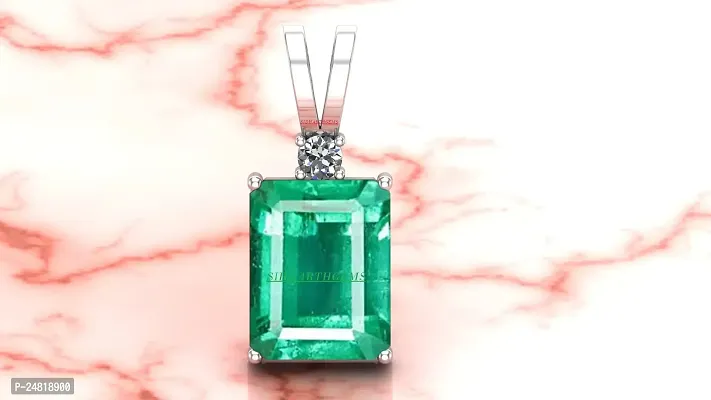 Sidharth Gems 10.00 Carat Lab Certified Natural Emerald Loose Gemstone Panna Silver Plated Pendant Locket for Men and Women {Astrological Purpose}-thumb2