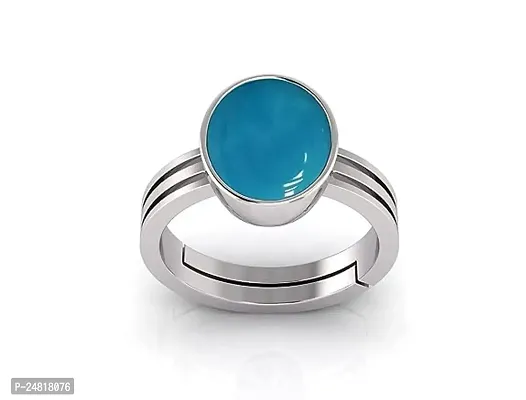 SIDHARTH GEMS 4.25 Ratti 3.25 Carat Turquoise Firoza Sky Blue Gemstone Panchdhatu Adjustable Silver Plated, White Metal Ring for Unisex