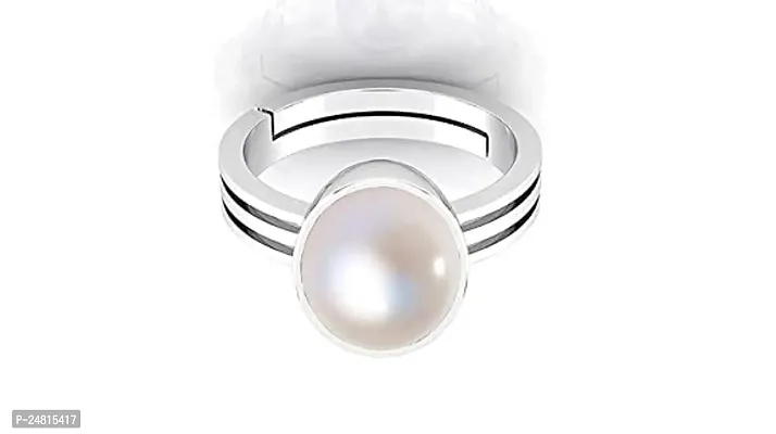 SIDHARTH GEMS Lab - Certified Pearl 9.25 Ratti / 8.75 Carat Natural Pearl Gemstone Original Certified moti Adjustable panchhdhaatu/Ashtadhatu Silver Plated Ring for Men and Women-thumb4