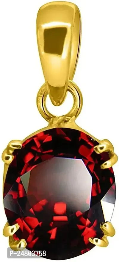 Sidharth Gems 7.25 Ratti 6.47 Carat Hessonite Garnet Stone Ashtdhatu Gold Plated Pendant Original and Certified by WTGTL Natural Gomed Gemstone Unheated and Untreated for Astrological Purpose