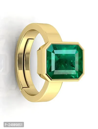 Sidharth Gems 5.00 Ratti 4.25 Carat Certified Natural Emerald Panna Panchdhatu Adjustable Rashi Ratan Gold Plating Ring for Astrological Purpose Men  Women{Lab Approved}-thumb2