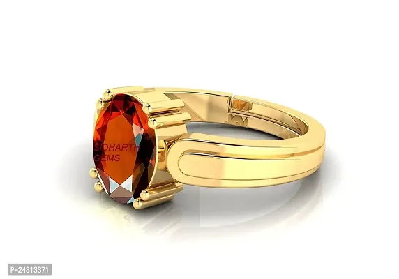 Sidharth Gems 12.25 Ratti / 11.70 Carat Natural Gomed Stone Astrological Gold Ring Adjustable Gomed Hessonite Astrological Gemstone for Men and Women {Lab - Tested}
