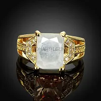 SIDHARTH GEMS 15.25 Ratti / 14.55 Carat Gold Plated Ring Natural White Sapphire Stone Certified Safed Pukhraj Adjaistaible Ring Birthstone Precious Loose Gemstone-thumb2