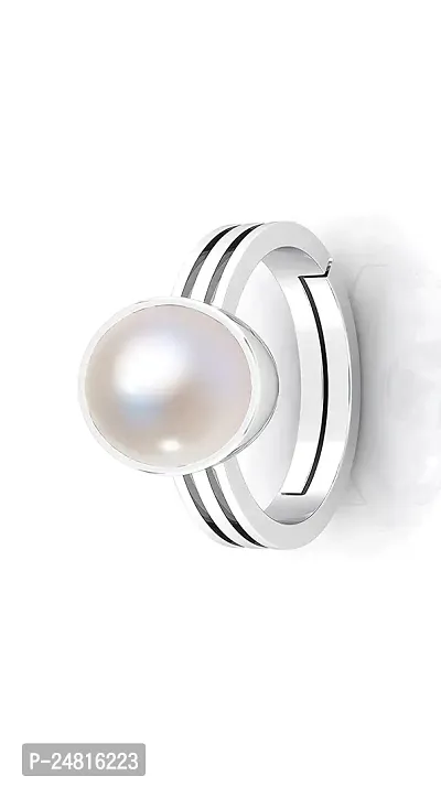 6.25 Ratti /5.75 Carat Natural Pearl Certified moti Adjustable panchhdhaatu/Ashtadhatu Silver Plated Ring for Men and Women-thumb3