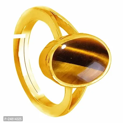 SIDHARTH GEMS Lab Certified 5.25 Ratti 4.25 Carat Tiger Eye/Tiger Stone Ring in Gold Plated Ring Panchdhatu Men's and Women's-thumb2