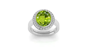 SIDHARTH GEMS 11.00 Carat Certified Natural AAA++ Quality Peridot Loose Gemstone Silver Plated panchdhatu Adjustable Silver Ring for Men and Women ( Lab -Approved )-thumb1