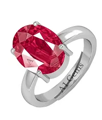 Super Quality Burma Ruby Stone 8.00 Ratti with Lab Tested Certified untreated Unheated Natural Manik Gemstone manikya Silver Plated Adjustable Ring for Women and Men-thumb1