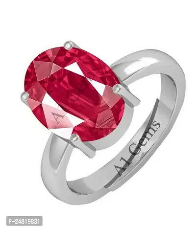 Super Quality Burma Ruby Stone 8.00 Ratti with Lab Tested Certified untreated Unheated Natural Manik Gemstone manikya Silver Plated Adjustable Ring for Women and Men-thumb2