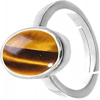 SIDHARTH GEMS 7.25 Ratti 6.25 Carat Natural Tiger Eye Silver Ring Original Certified Tiger?s Eye Ring Oval Cut Gemstone Astrological Silver Plated Ring-thumb2