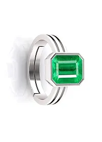 Sidharth Gems Natural Panna Astrological Ring 12.25 Ratti 11.30 Carat Genuine and Certified Emerald Adjustable Silver Ring for Women's and Men's-thumb2