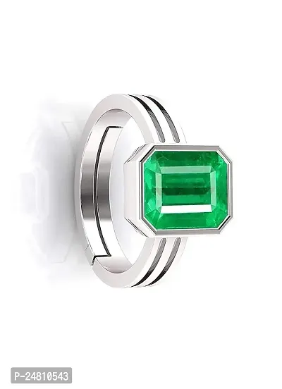 Sidharth Gems Natural Panna Astrological Ring 12.25 Ratti 11.30 Carat Genuine and Certified Emerald Adjustable Silver Ring for Women's and Men's-thumb3