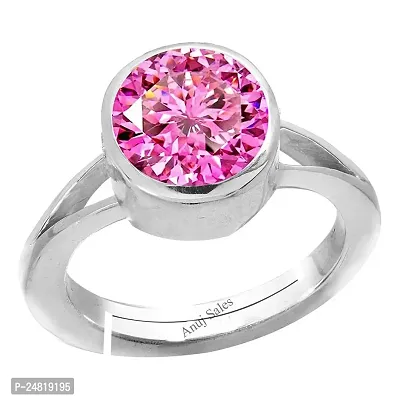 SIDHARTH GEMS 12.25 Ratti 11.25 Carat Natural Pink Zircon Stone Adjustable Ring American Diamond Original Certified Gemstone Silver Plated Panchdhatu  Ashtadhatu Ring for Men and Women