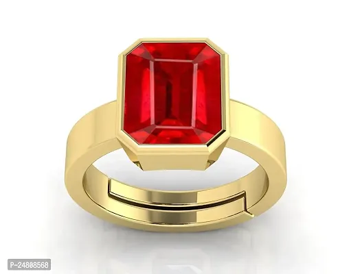 Sidharth Gems 7.50 Ratti Natural Ruby Manik Loose Gemstone Gold Plated Birthstone Astrology Rashi Ratan Adjustable Ring for Men  Women