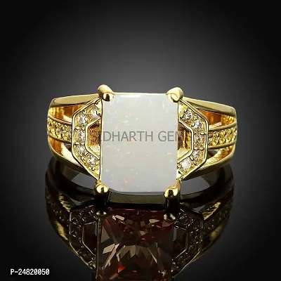 SIDHARTH GEMS 13.25 Carat 14.25 Ratti Lab Certified Natural Opal Gold Adjustable Ring Opal Gemstone for Men  Women-thumb3