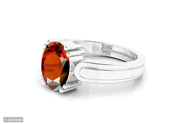 Sidharth Gems 9.00 Carat Certified A+ Quality Natural Hessonite Garnet Gomed Adjustable Silver Ring Loose Gemstone for Women's and Men's