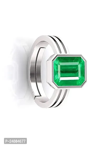 SIDHARTH GEMS Certified Emerald Panna 13.25 carat Panchdhatu Adjustable Silver Plating Ring for Astrological Purpose Men  Women-thumb2