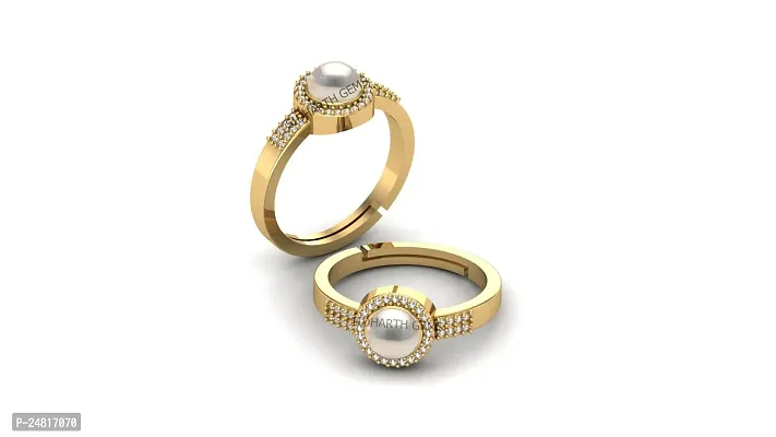 JEMSKART Certified Pearl Moti 2.25 Ratti 1.00 Carat Stone Astrological Adjustable Gold Plated Ring for Men  Women-thumb4