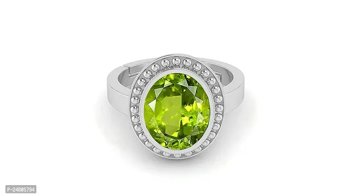 Sidharth Gems 14.50 Carat Certified Natural AAA++ Quality Peridot Loose Gemstone Silver Plated panchdhatu Adjustable Silver Ring for Men and Women { Lab -Approved }-thumb5