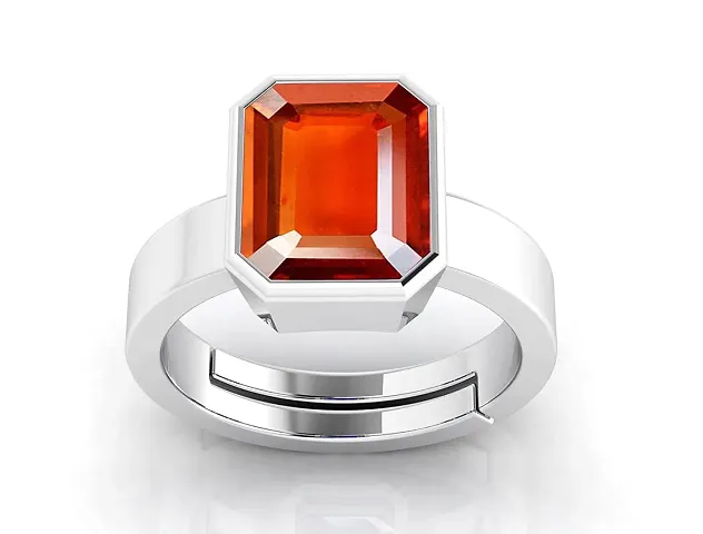 Sidharth Gems Gomed Ring 7.25 Ratti 6.00 Carat and Certified Hessonite Garnet (Gomed) Astrological Gemstone Adjustable for Men and Women