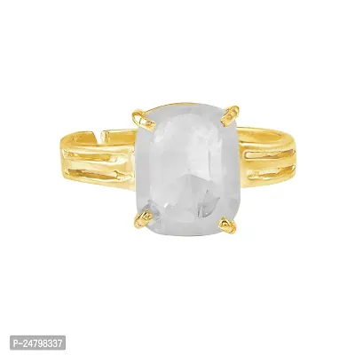 SIDHARTH GEMS 14.25 Ratti 13.00 Carat AA++ Quality Certified Adjaistaible Gold Plated Ring Unheated Untreated Natural White Sapphire Pukhraj Loose Gemstone by Lab Certified-thumb2