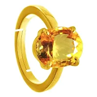 SIDHARTH GEMS Natural Yellow Topaz Gemstone Ring 5.25 Ratti / 4.00 Carat (Sunela Stone Ring) Lab Certified Gold Plated Adjustable Ring in Panchdhatu for Men and Women, Sunhela Stone Ring-thumb1