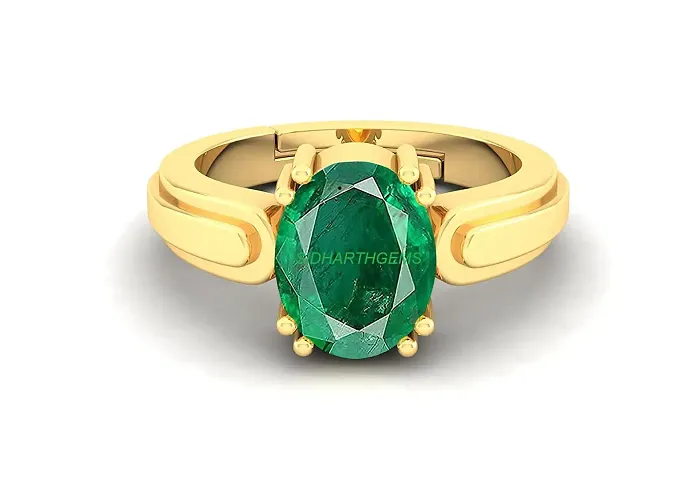 SIDHARTH GEMS 11.25 Ratti 10.00 Carat Certified Emerald Panna Panchdhatu Adjustable Rashi Ratan Plating Ring for Astrological Purpose Men Women