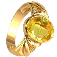 SIDHARTH GEMS 16.25 Ratti 15.00 Carat Citrine Ring Sunela Certified Natural Original Oval Cut Precious Gemstone Citrine Gold Plated Adjustable Ring Size 16-54-thumb1