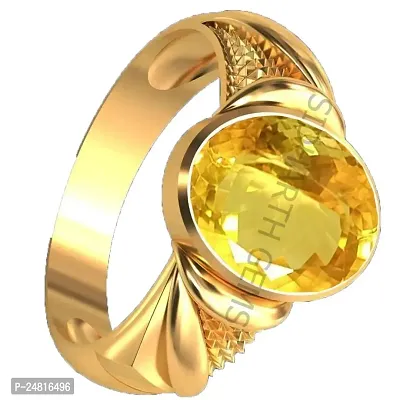 SIDHARTH GEMS 16.25 Ratti 15.00 Carat Citrine Ring Sunela Certified Natural Original Oval Cut Precious Gemstone Citrine Gold Plated Adjustable Ring Size 16-54-thumb2