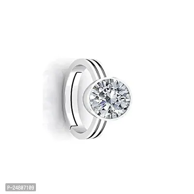 SIDHARTH GEMS 7.25 Ratti Silver Plated Adjustable Zircon American Diamond Stone Ring for Men and Women-thumb2