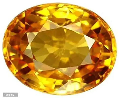 Sidharth Gems 5.25 Ratti 4.00 Carat Cultured Yellow Sapphire Gemstone Certified Cultured Pukhraj Stone Lab Tested Astrological Purpose