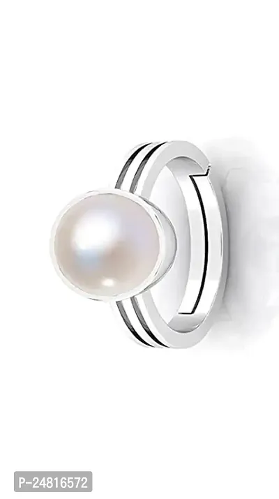 JEMSKART 11.25 Ratti / 10.00 Carat Natural Pearl Gemstone Original Certified moti Adjustable panchhdhaatu/Ashtadhatu Silver Plated Ring-thumb3