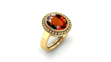 Sidharth Gems 3.25 Ratti / 2.70 Carat Natural Gomed Stone Astrological Gold Ring Adjustable Gomed Hessonite Astrological Gemstone for Men and Women {Lab - Tested}-thumb1