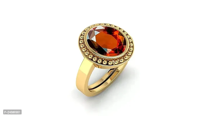 Sidharth Gems 3.25 Ratti / 2.70 Carat Natural Gomed Stone Astrological Gold Ring Adjustable Gomed Hessonite Astrological Gemstone for Men and Women {Lab - Tested}-thumb2