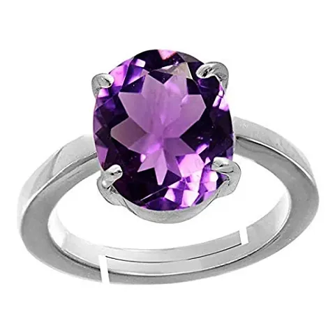 SIDHARTH GEMS 8.25 Ratti 7.00 Carat Amethyst Plated Ring Katela Ring Certified Jamuniya stone Ring Astrological February Birthstone Adjustable Ring Size 16-24