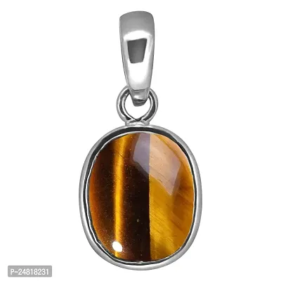 Tiger's Eye Stone Ashtadhatu Pendant 4.25 Ratti Rashi Ratna Natural and Certified Locket Unheated and Untreated Gems for Astrological Purpose for Men and Women