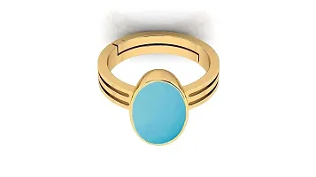 JEMSKART 7.25 Ratti 6.00 Carat Turquoise Firoza Sky Blue Gemstone Panchdhatu Adjustable Gold Plated Ring for Men-thumb3