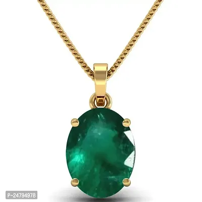 Sidharth Gems 5.25 Ratti Certified Green Natural Emerald Loose Gemstone Panna Pendant Locket for Men and Women