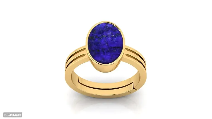 Natural Lapis Lazuli Ring in Gold Plated 11.25 Ratti / 10.00 Carat Lab Certified Lapis Lazuli Locket Lajward Ring