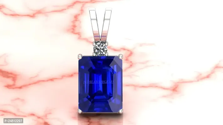 SIDHARTH GEMS Blue Sapphire Silver Plated Pendant Locket 18.25 Ratti 17.00 Carat Unheated and Untreated Neelam Natural Ceylon Gemstone for Men and Women-thumb2