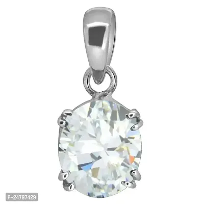 Sidharth Gems 11.25 Ratti Deluxe Quality Natural Oval Zircon Stone Panchdhatu Pendant/Locket Silver Plated Gemstone by Lab Certified(Top AAA+) Quality for Unisex-thumb0