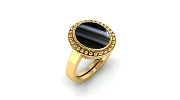 SIDHARTH GEMS 8.25 Ratti 7.00 Carat Sulemani Hakik Ring Akik Ring Original Natural Black Haqiq Precious Gemstone Hakeek Astrological Gold Plated Adjustable Ring Size 16-24 for Men and Women,s-thumb1