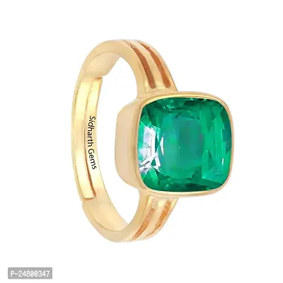 SIDHARTH GEMS 6.25 Ratti 5.00 Carat Certified Natural Emerald Panna Panchdhatu Adjustable Rashi Ratan Gold Plating Ring for Astrological Purpose Men  Women-thumb2