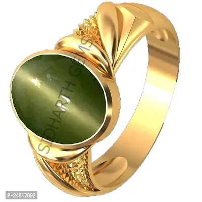 SIDHARTH GEMS 12.25 Ratti 11.00 Carat Cat's Eye Lehsunia Stone Ring Gold Adjustable Ring for Men-thumb3