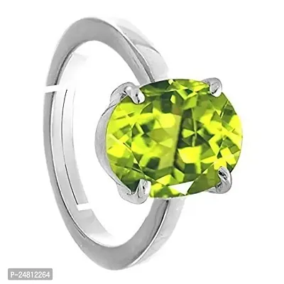 Sidharth Gems 12.00 Carat Certified Natural AAA++ Quality Peridot Loose Gemstone Silver Plated panchdhatu Adjustable Silver Ring for Men and Women { Lab -Approved }-thumb2