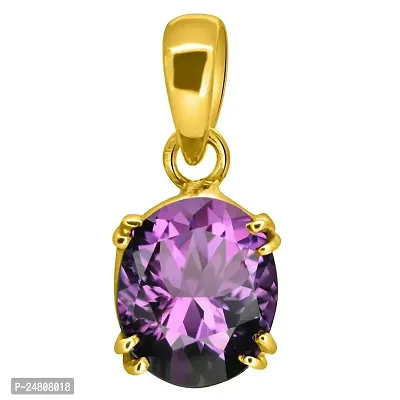 SIDHARTH GEMS 3.00 Ratti 2.00 Carat Natural Quality Katela Amethyst Gold Plated Pendant/Locket Gemstone (Top AAA+) Quality for Men and Women(GGTL Lab Certified)