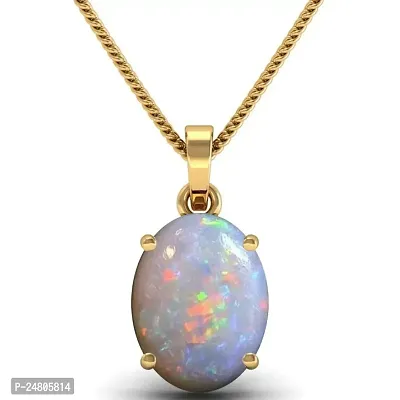 Sidharth Gems 6.25 Ratti 5.00 Carat Natural AA Opal Gold Plated Pendant Certified Natural Australian Opal Stone Gold Plated Pendant for Men and Women by Lab Certified